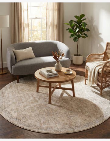 Ivory Oregon Round Rug