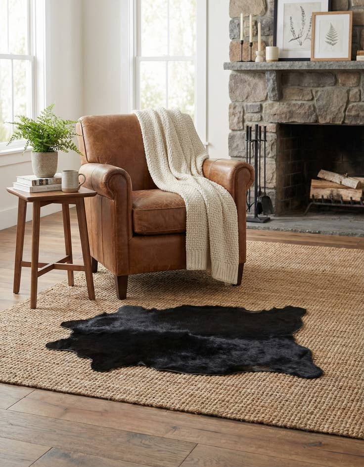 Detail image of 1' 8 x 2' 6 Cowhide Leather Rug