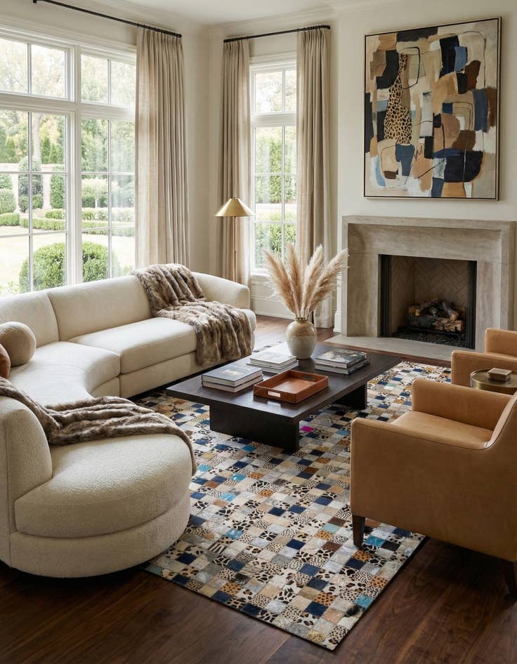 Detail image of  5' x 8' Cowhide Leather Rug