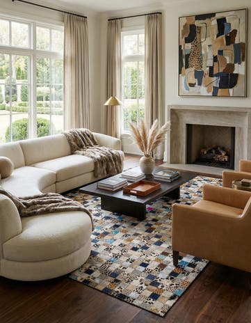 5' x 8' Cowhide Leather Rug