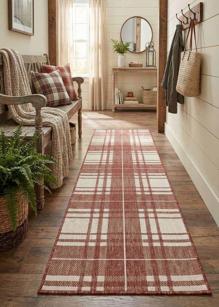 2' x 8' Easy-Clean Checkered Indoor / Outdoor Runner Rug