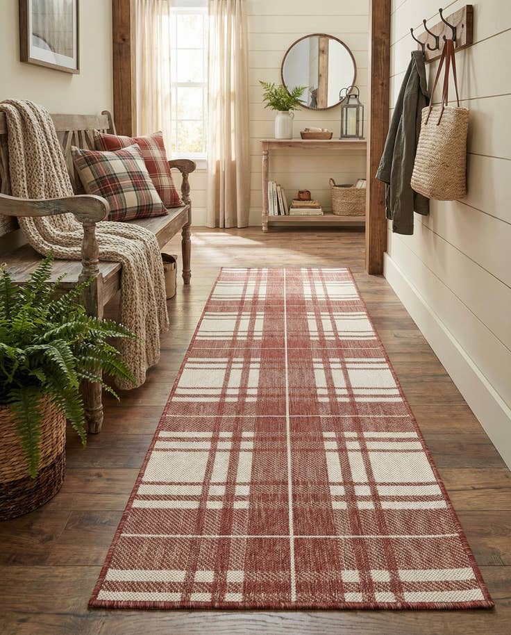 Detail image of 2' x 8' Easy-Clean Checkered Indoor / Outdoor Runner Rug