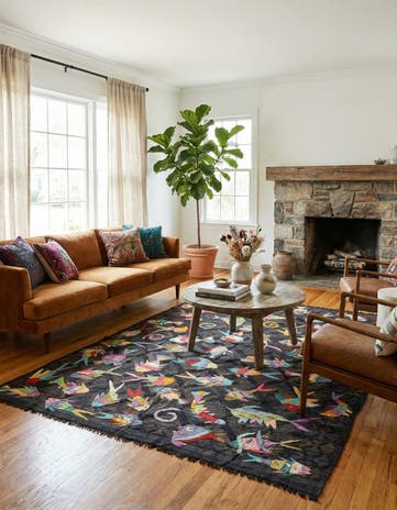 5' x 6' 6 Hand Woven Kilim Suzani Wool Rug