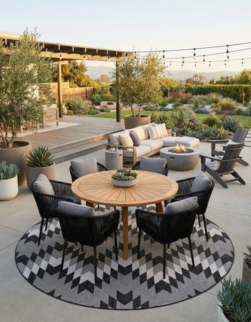 12' x 12' Easy-Clean Modern Indoor / Outdoor Round Rug