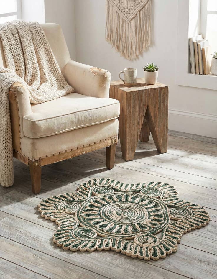 Detail image of 2' x 2'  Hand Braided Jute Round Rug