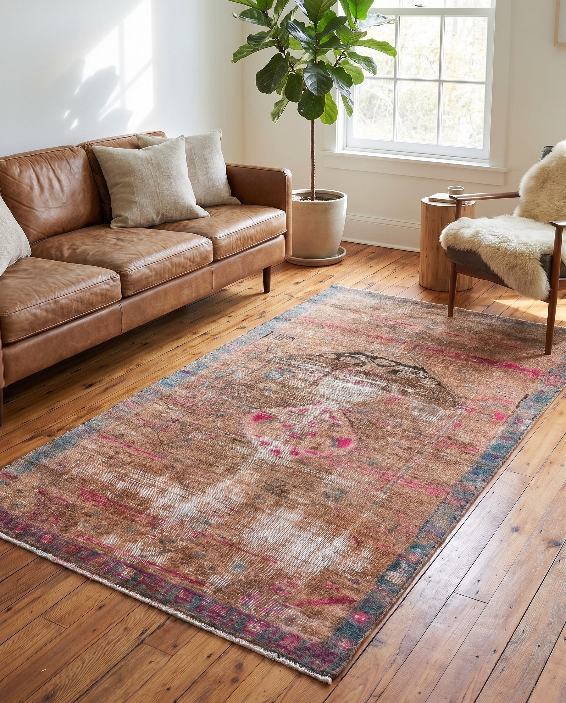 3' 6 x 6' 9 Hand Knotted Ultra Vintage Persian Wool Rug