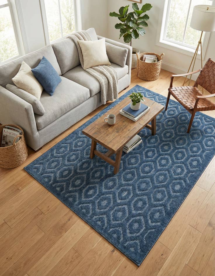 Detail image of  5' 3 x 8'  Washable Trellis Textured Indoor / Outdoor Rug