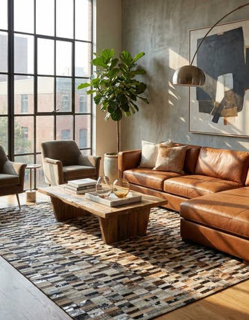 5' 2 x 8' Cowhide - Patchwork Rug