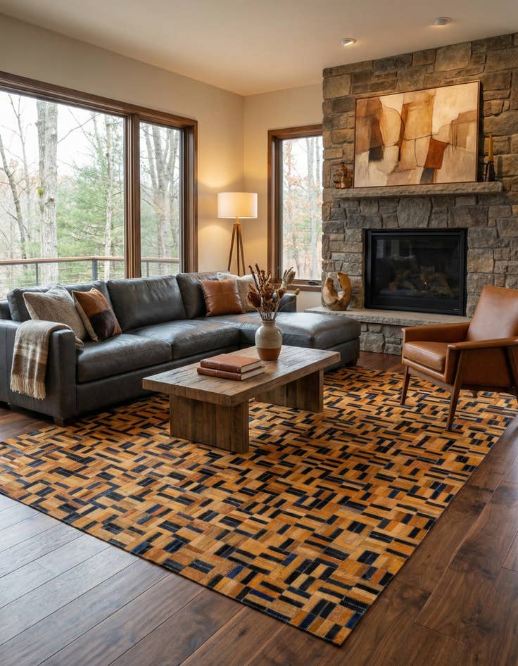 Detail image of  5' x 7' 11 Cowhide - Patchwork Rug