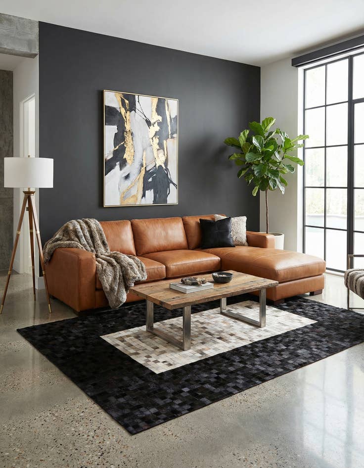 Detail image of  5' 1 x 8' Cowhide - Patchwork Rug