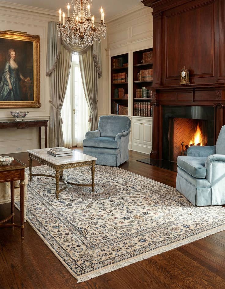 Detail image of 4' 1 x 6' 11  Hand Knotted Nain Rug