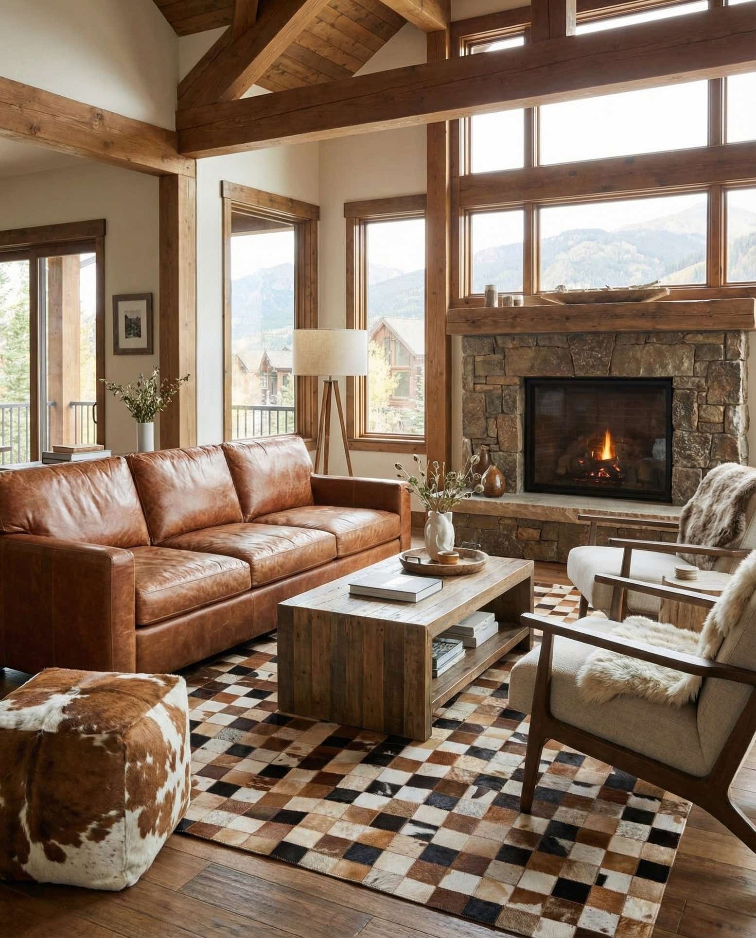 5' x 8' Cowhide Leather Rug