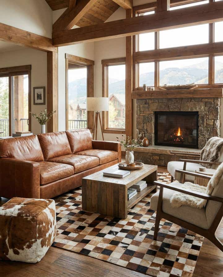 5' x 8' Cowhide Leather Rug