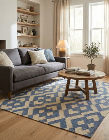 4' 1 x 5' 6 Hand Woven Kilim Modern Wool Rug