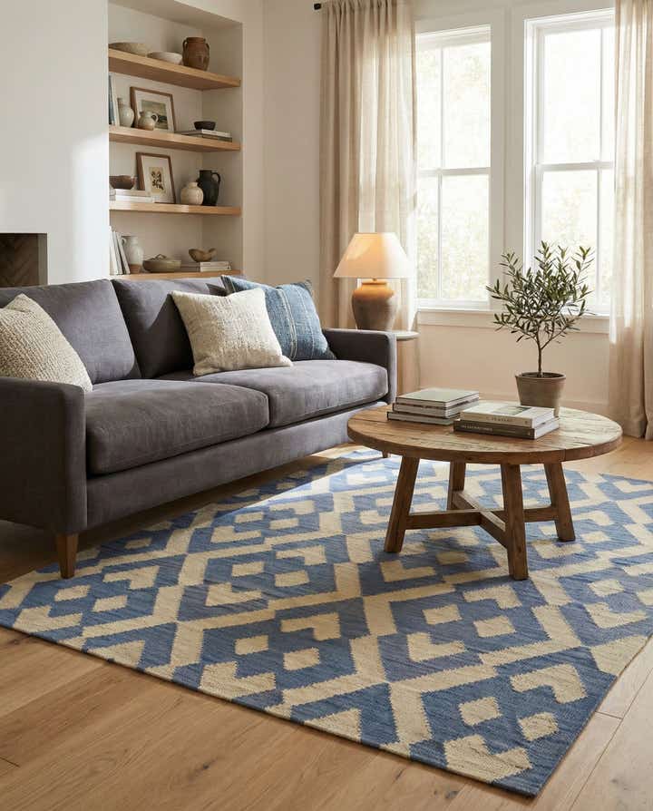4' 1 x 5' 6 Hand Woven Kilim Modern Wool Rug