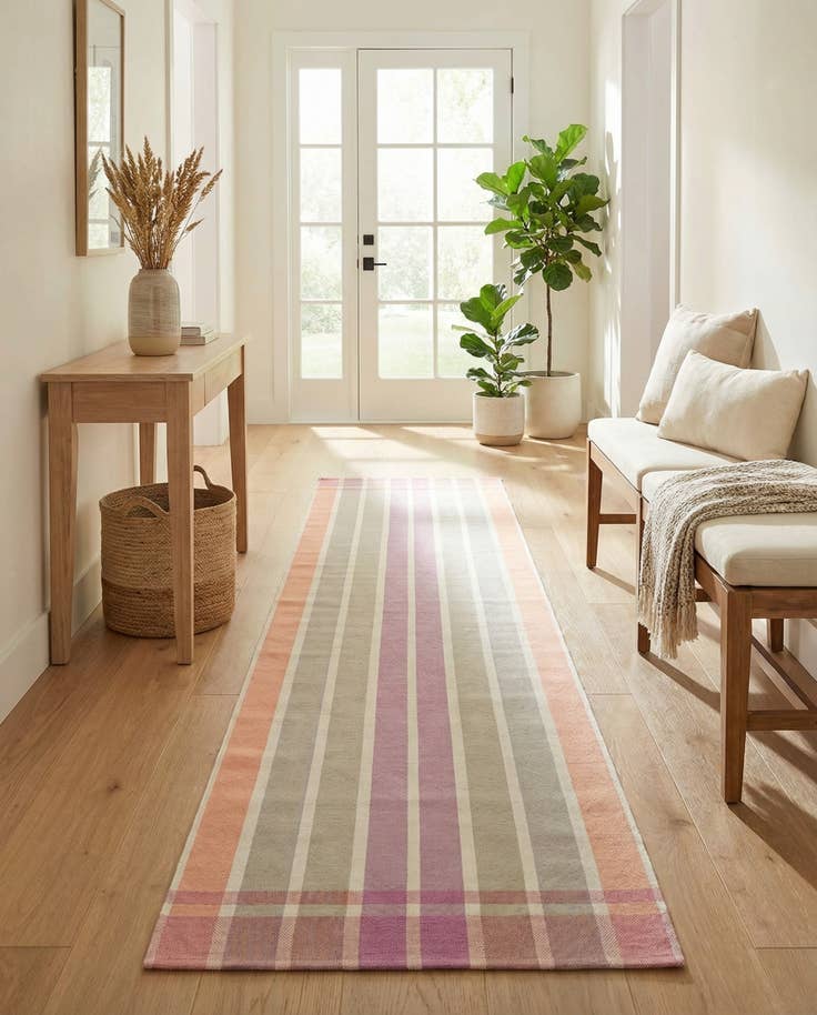 Detail image of 2' 7 x 12' Easy-Clean Striped Indoor / Outdoor Runner Rug