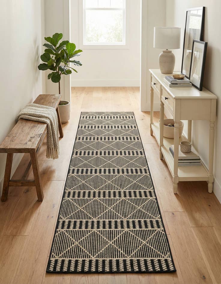 Detail image of  2' 7 x 10'  Washable Lattice Indoor / Outdoor Runner Rug