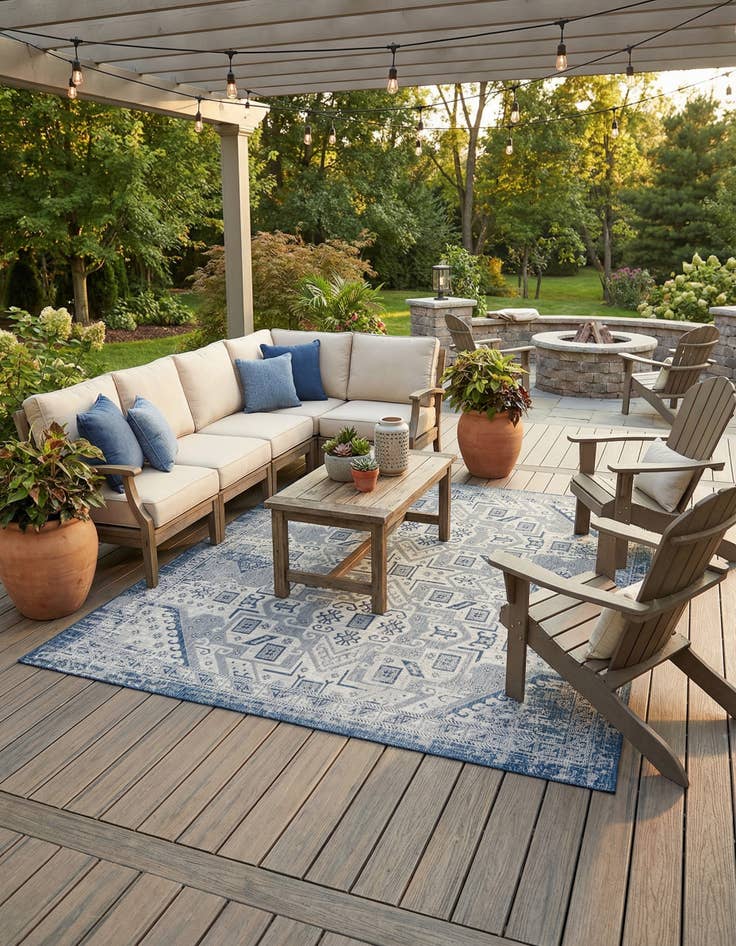 Detail image of  10' x 10'  Washable Aztec Indoor / Outdoor Square Rug