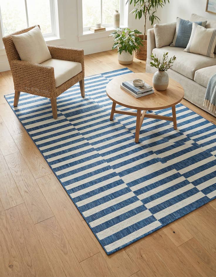 Detail image of 7' x 10'  Washable Striped Indoor / Outdoor Rug