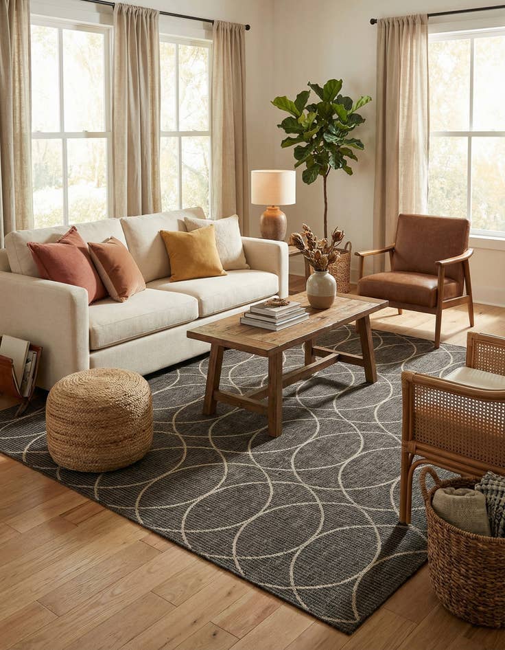 Detail image of 10' x 10'  Washable Trellis Indoor / Outdoor Square Rug