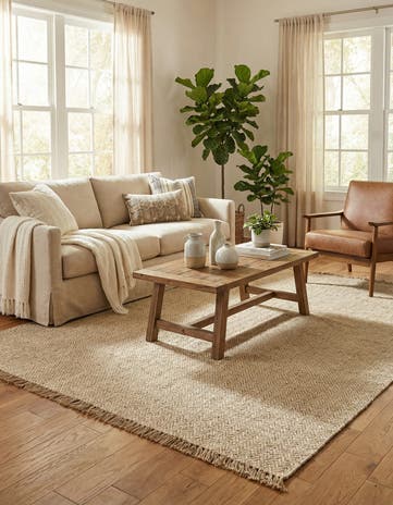 Natural Hand Woven Braided Jute Rug