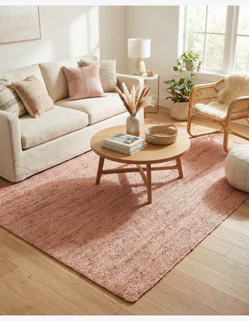 Light Pink Handmade Braided Jute Rug
