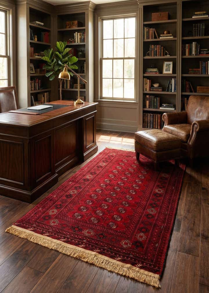4' 2 x 6' 5 Hand Knotted Afghan Akhche Wool Rug
