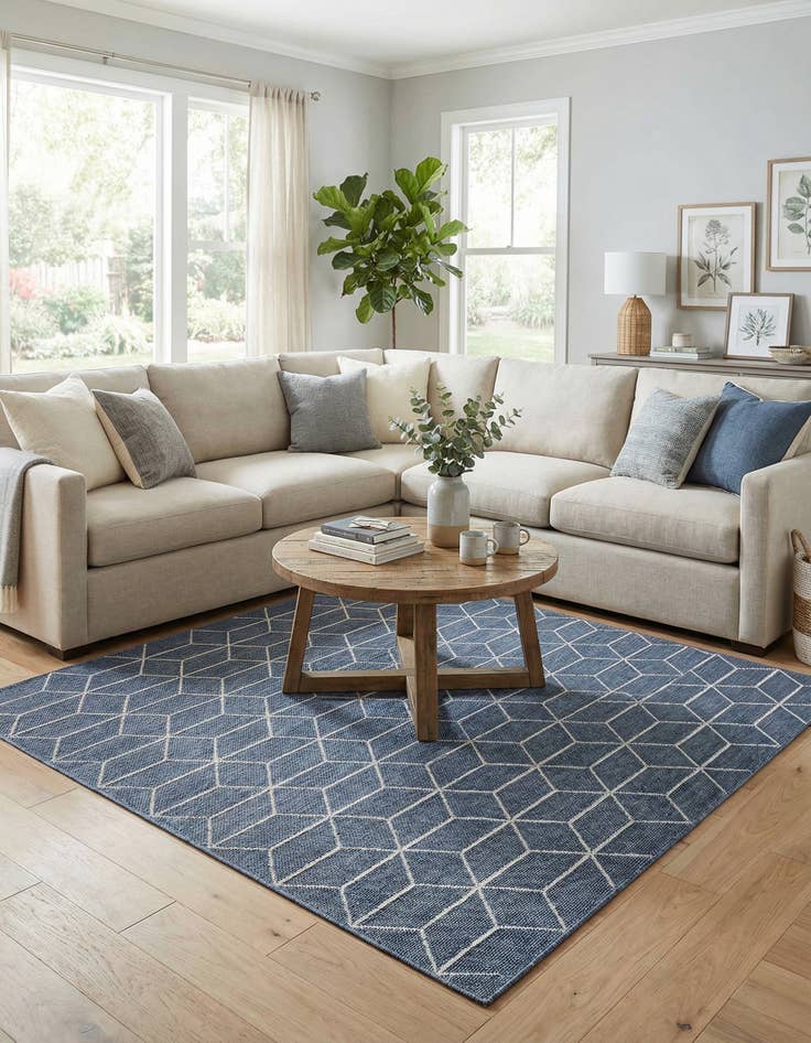 Detail image of 7' 10 x 7' 10  Washable Trellis Indoor / Outdoor Square Rug