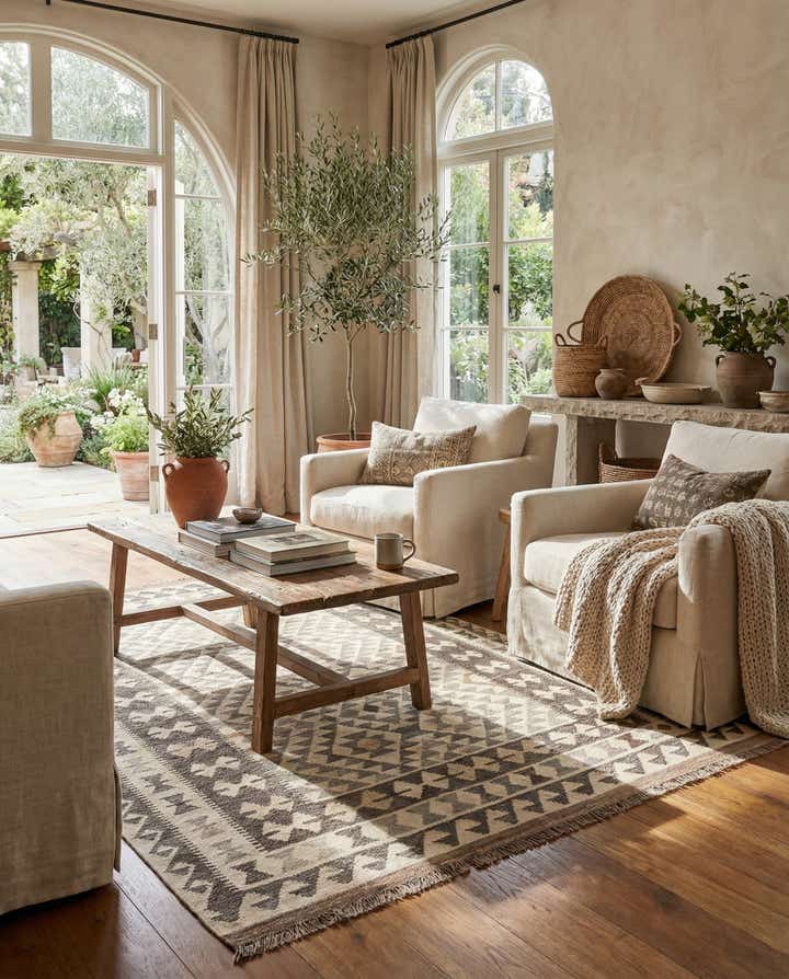 5' x 6' 7 Hand Woven Kilim Maymana Wool Rug