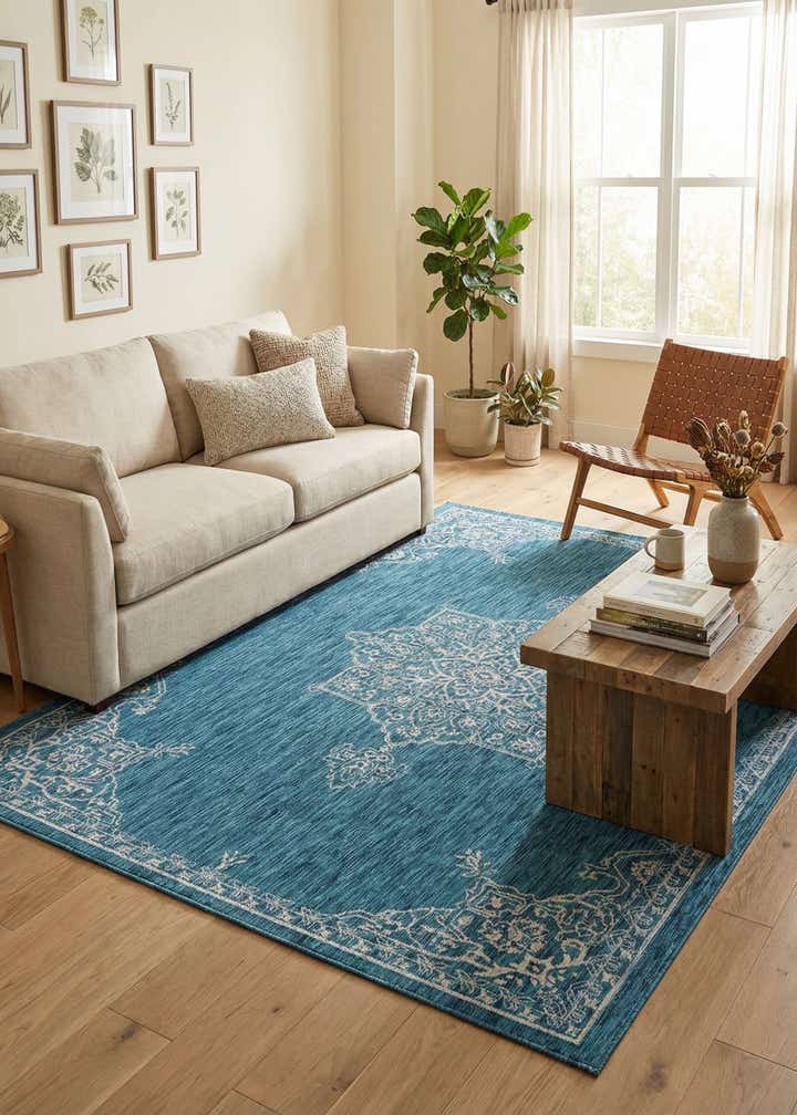 7' 10 x 11' Easy-Clean Traditional Indoor / Outdoor Rug