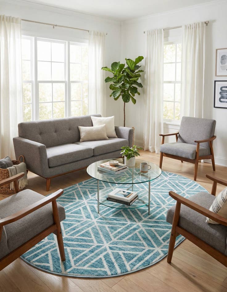 Detail image of  5' 3 x 8' Lattice Trellis Oval Rug