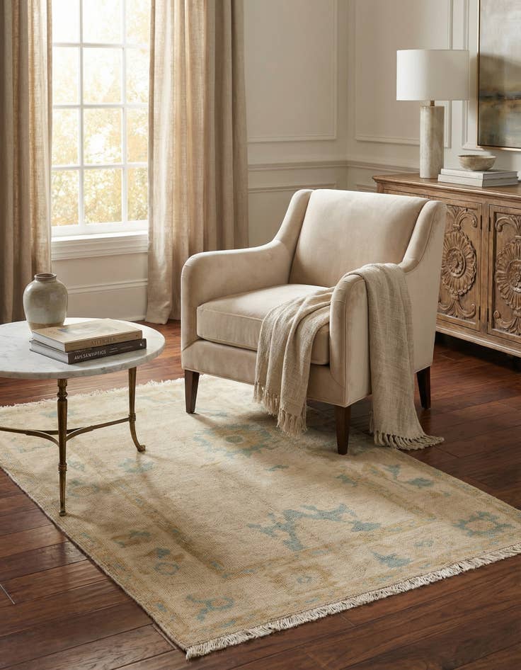 Detail image of 4' x 6'  Hand Knotted Oushak Wool Rug