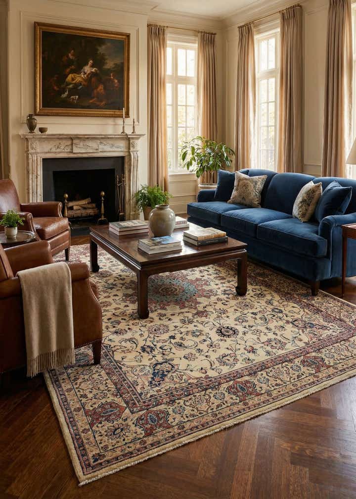 8' 11 x 12' 5 Hand Knotted Kashan Persian Wool Rug