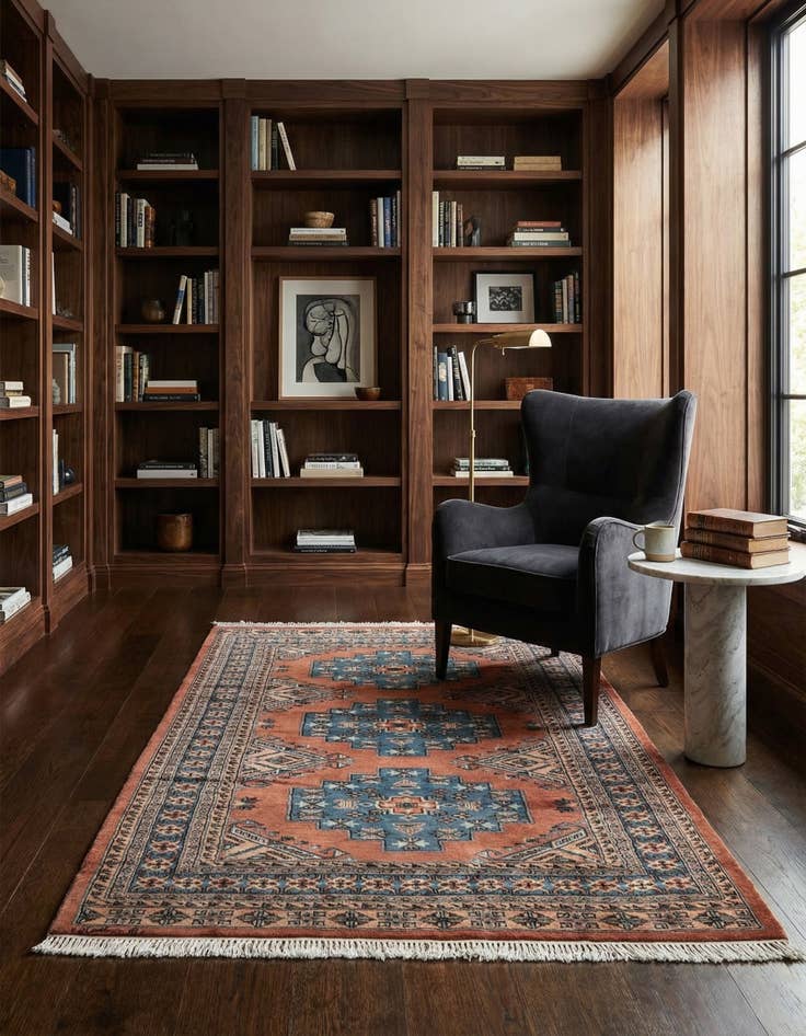 Detail image of 4' 3 x 6' 3  Hand Knotted Bokhara Oriental Wool Rug