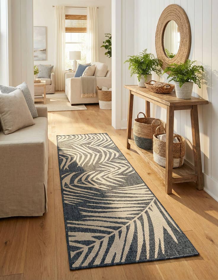 Detail image of 2' x 6'  Washable Botanical Indoor / Outdoor Runner Rug