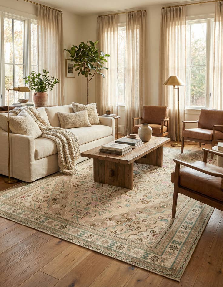 Detail image of 6' 8 x 9' 6  Hand Knotted Ultra Vintage Persian Wool Rug