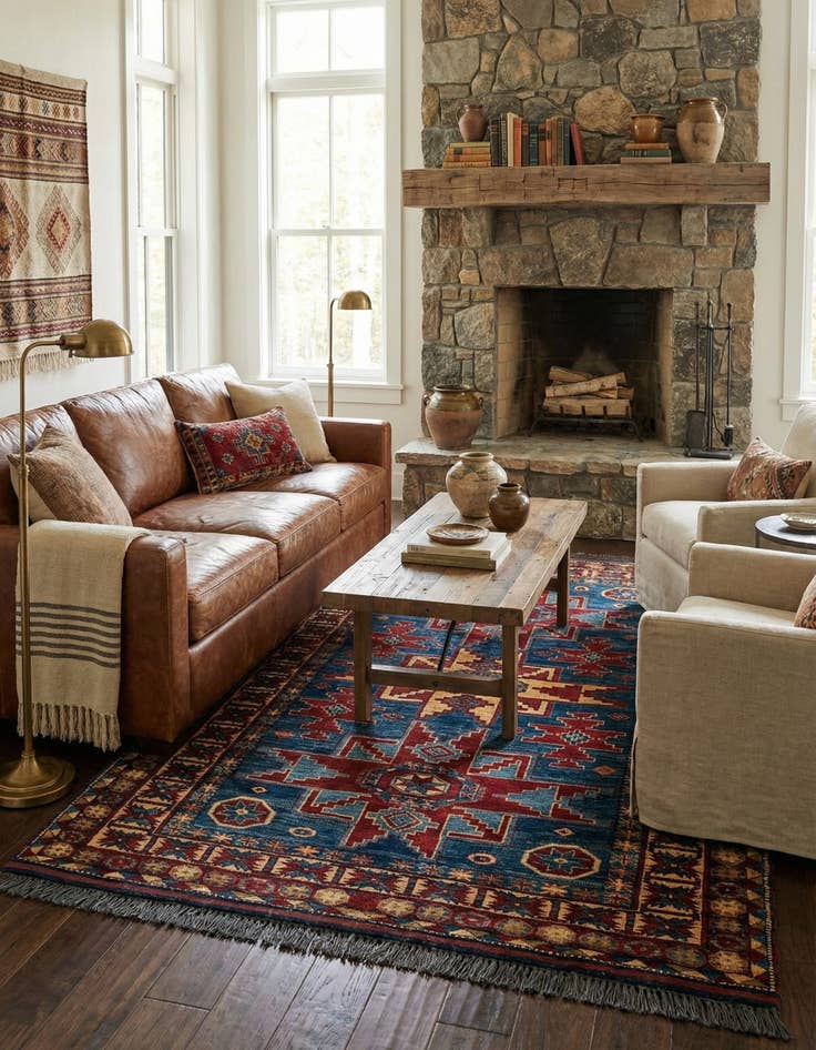 Detail image of  4' 11 x 6' 9  Hand Knotted Kazak Wool Rug