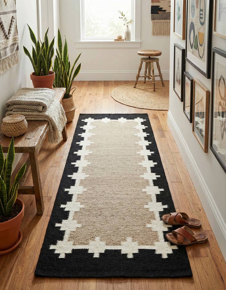 Detail image of 2' x 5' 1  Hand Woven Kilim Wool Runner Rug