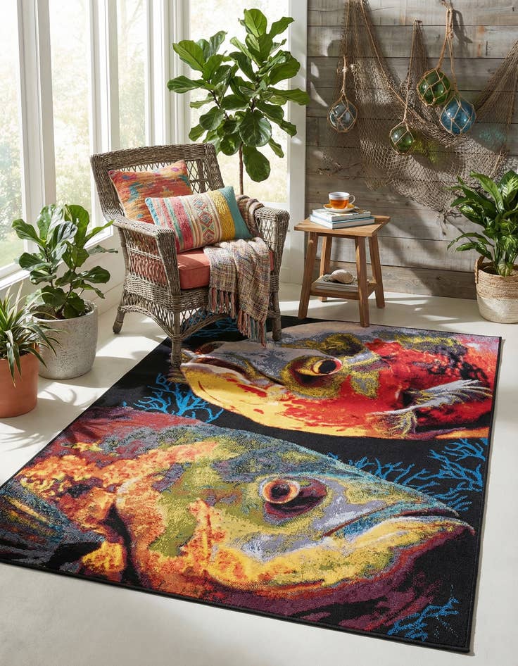 Detail image of 4' x 6' Easy-Clean Coastal Indoor / Outdoor Rug