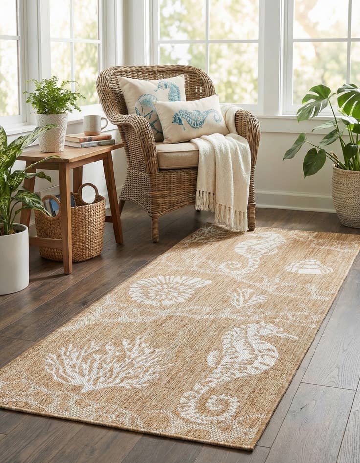 Detail image of 2' x 5' 3  Washable Coastal Indoor / Outdoor Runner Rug