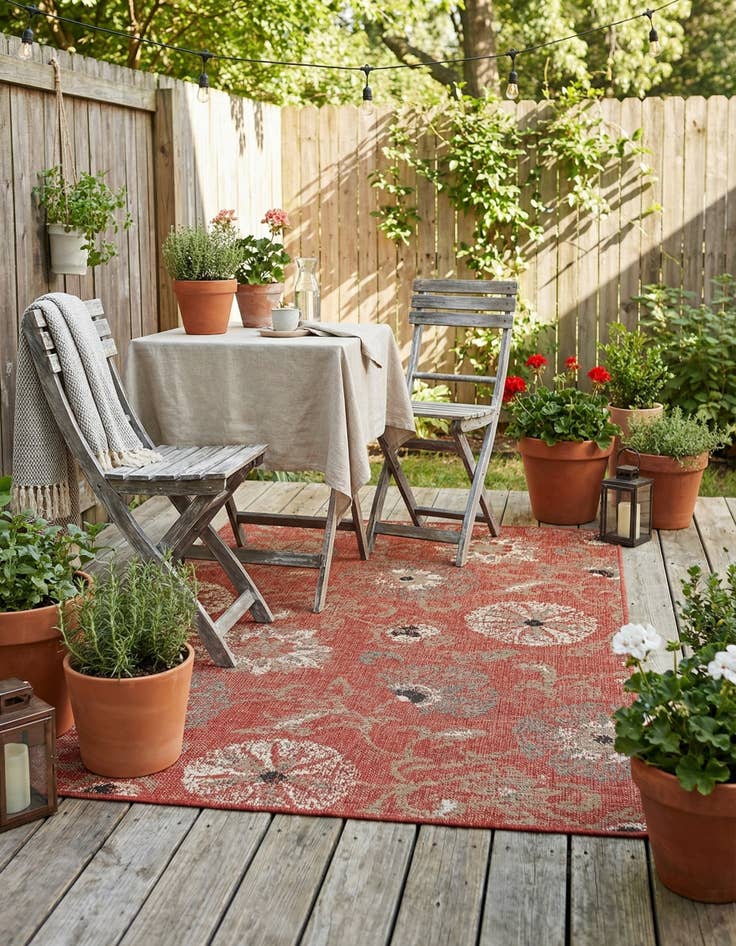 Detail image of 4' x 6'  Washable Botanical Indoor / Outdoor Rug