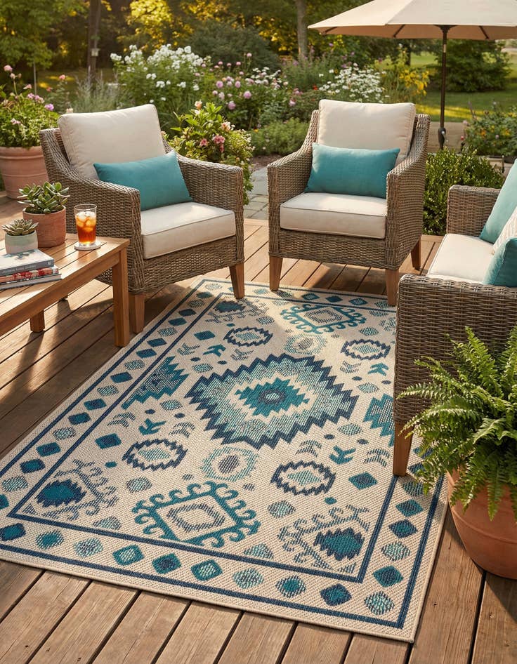 Detail image of 4' x 6'  Washable Baja Indoor / Outdoor Rug