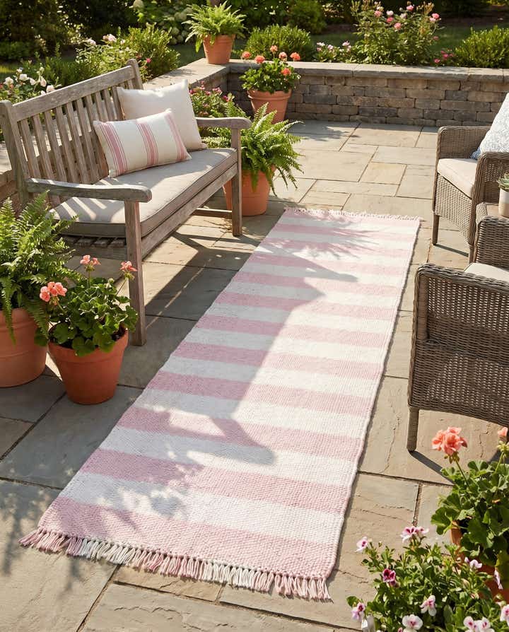 2' 7 x 10' Easy-Clean Eco Plaid Washable Indoor / Outdoor Runner Rug