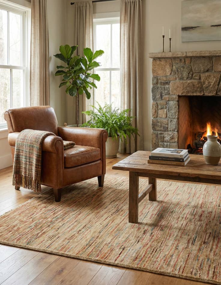 Detail image of  3' 2 x 4' 9  Hand Knotted Modern Ziegler Rug