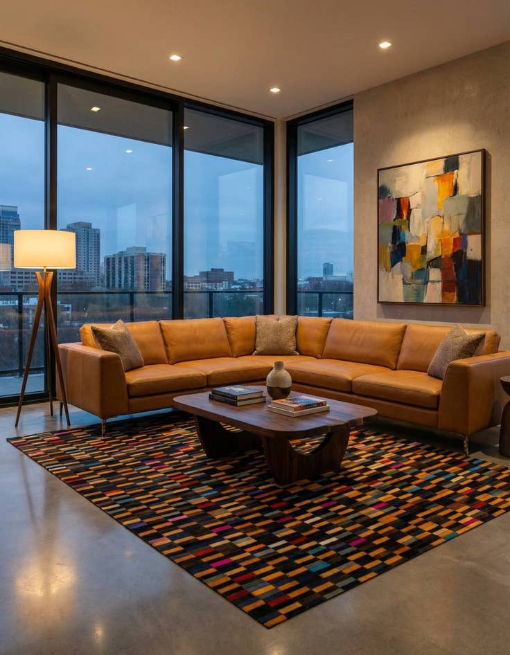 Detail image of  5' 3 x 8' Cowhide - Patchwork Rug