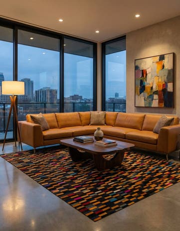 5' 3 x 8' Cowhide - Patchwork Rug