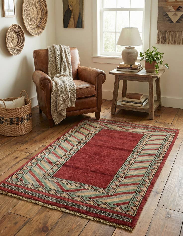 Detail image of  3' 2 x 5' 1  Hand Knotted Kashkuli Gabbeh Oriental Wool Rug