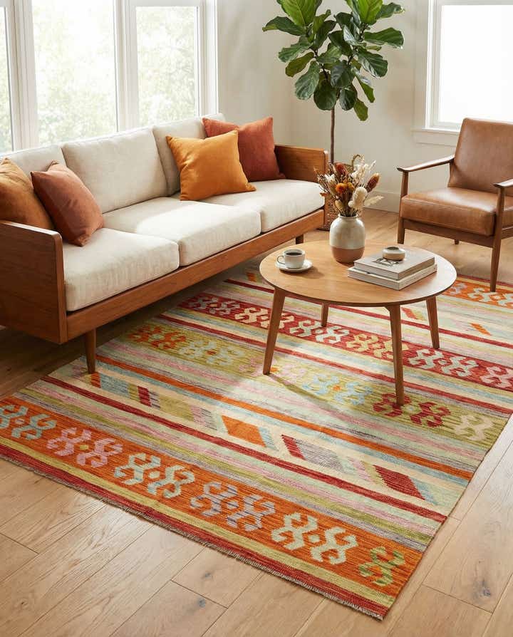 5' 10 x 8' Hand Woven Kilim Modern Wool Rug