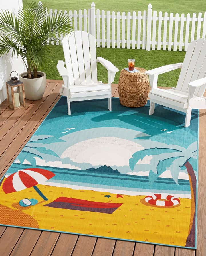 6' x 9' Easy-Clean Coastal Indoor / Outdoor Rug