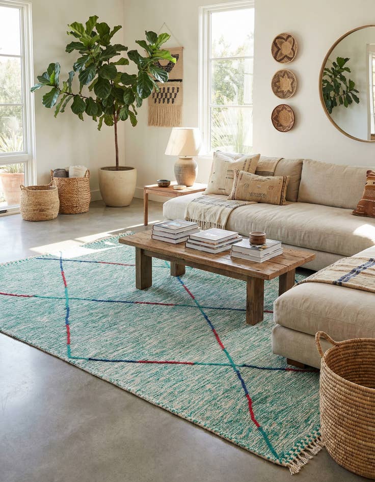 Detail image of 6' 6 x 9' 7  Hand Knotted Moroccan Wool Rug